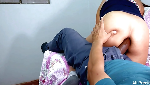 Indian wife with a sexy body plays with her partner's butt