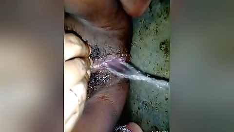 Hot amateur indian girl with hairy pussy fucking herself