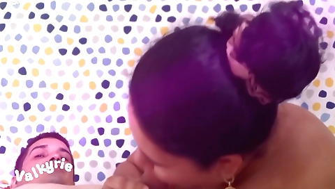 Indian brunette milf sucks her hubby's dick hard and deepthroat