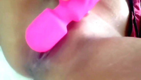 Indian girl masturbating with her vibrator in mirror