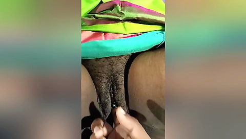 Hairy stepsister shows her pussy to a guy that loves to watch