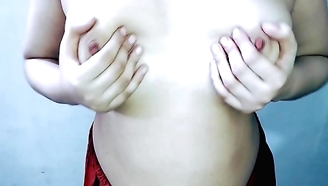Amateur solo movie with hot blonde in a white blouse