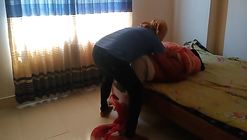 Indian big tits & big ass aunt tied hands & feet then fuck