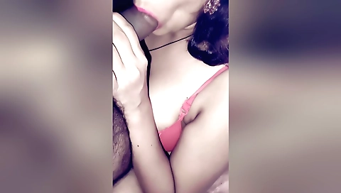 Indian girl sucking and cum swallowing stepbrother's dick