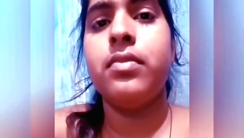 Sexy brunette girl shows her big tits and chubby pussy juice