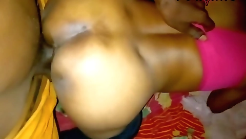 Indian brunette gives a hot blowjob to her husband