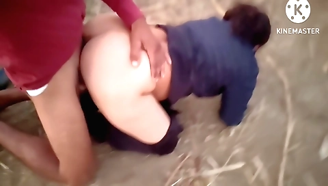 Horny Indian girl in a bikini with curly hair in the jungle