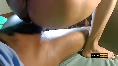 Indian girlfriend rides her boyfriend in her bedroom