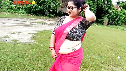 Hot girl in a beautiful outfit has fun with her body
