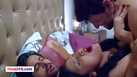Indian brunette milf plays with her boyfriend's dick