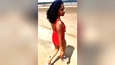 Hot indian woman shows off her body in front of the sunshine