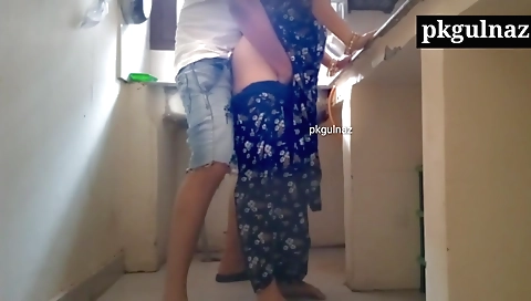 Indian babe with tits and small boobs doing a blowjob