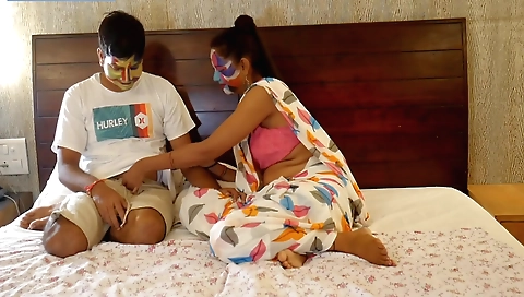 Indian girl with a sexy body is having fun in the kitchen