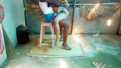 Indian girl with small tits takes a dick in a kitchen