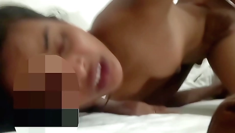 Amateur brunette 18+ with large boobs doing erotic love