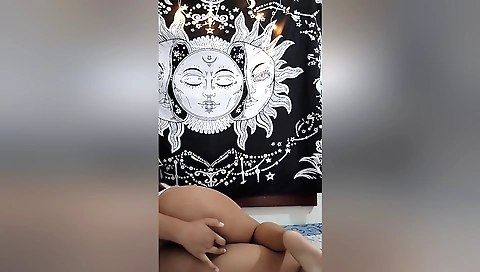 Brunette amateur girl is on cam while she fondles her pussy