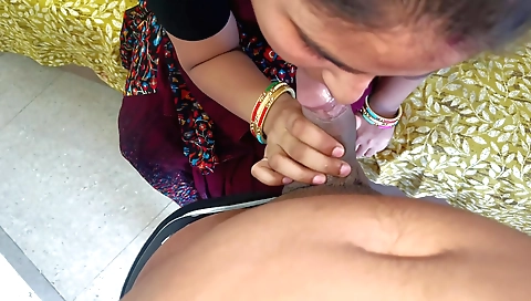 Indian girlfriend is getting a deepthroated blowjob