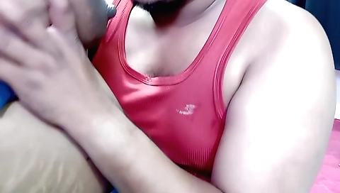Indian brunette teen sucker and deepthroats her dick