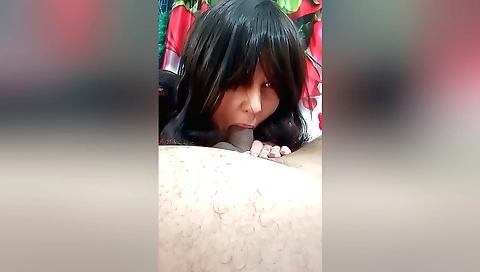 Indian teen has a hairy pussy and a face in the kitchen