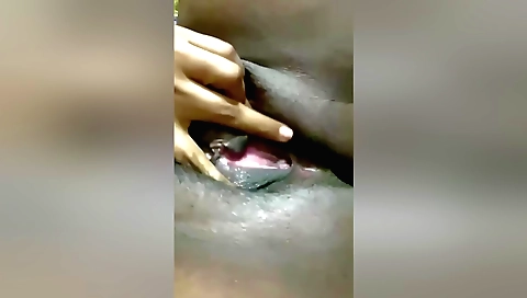 Indian hairy solo video with a slutty lady playing with hair