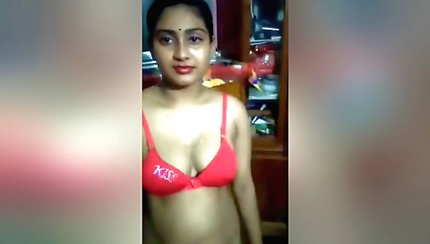 Sexy brunette is showing off her body in a pov video