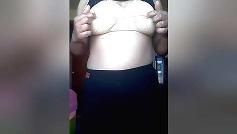 Solo female masturbates in her own room of her own