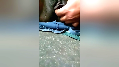 Amateur solo video with a hairy pussy in front of a mirror