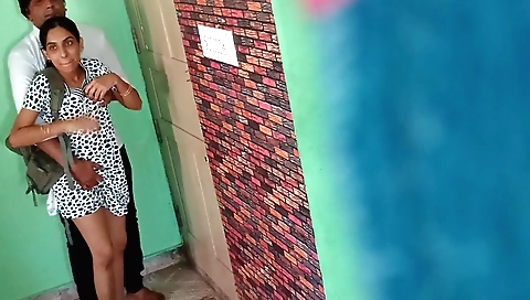 Indian girl plays with her boyfriend's pecker in bed
