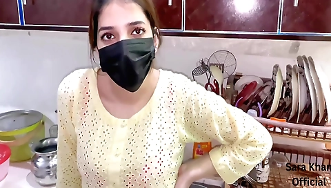 Indian teen wearing black stockings is on top of her lover