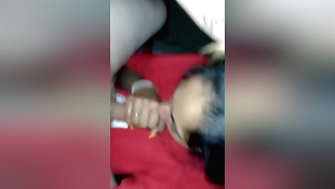 Indian brunette is giving a deepthroat to her boyfriend