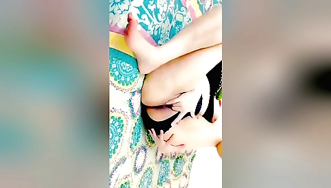 Indian amateur female plays with her cucumber and pussy